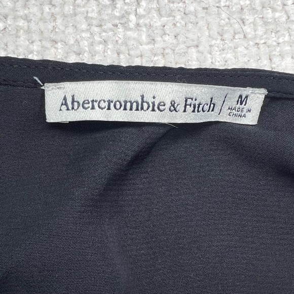 Abercrombie & Fitch Women's Square Neck‎ Tie Front Long Sleeve Top Black Medium - Picture 14 of 16